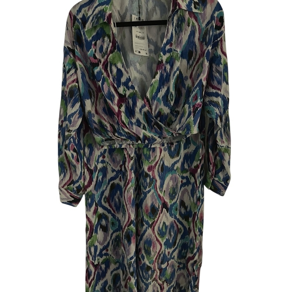 NWT Zara Multicolor Abstract Pants and Blouse Size M